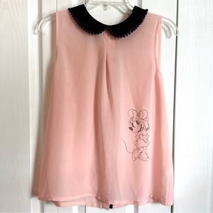 Disney parks Minnie Mouse  Sleeveless Top with Black Peter Pan Collar